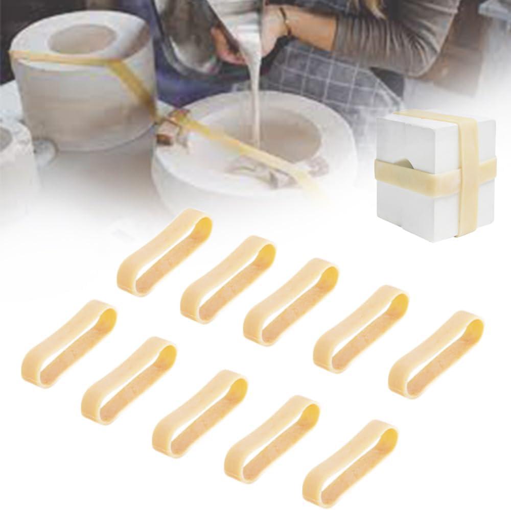 Plaster Mold Rubber Band for Potters Ceramic, Home Crafters - Heavy Duty Fasteners, 10 Pcs (3.9"L)