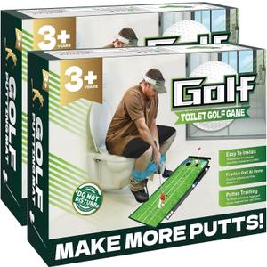 Toilet Golf Empty Box, 2x Funny Prank-shaped Putting Green Hole Set Gag Gift for Men, Cool White Elephant Gift for Adults, Hilarious Prank Ideal Gift Idea Present for Birthday, Father's Day, Christmas (Style No.1 - 2 Pack)