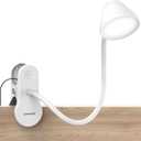 LEPOWER Clip on Light, Reading Lights for Books in Bed with 5 Colors & Stepless Dimming, RG0 Eye-Care, Auto Timer & Night Light, Strong Clamp for Headboard, Bedside, Desk, White