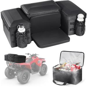 Amazicha ATV Bag, 74L Large Waterproof ATV Storage Bag with 14L Cooler Bag, 4 Wheeler Cargo Bag Rear Rack Seat Bag with Rain Cover Compatible with Polaris Sportsman Fourtrax Can-Am Kawasaki