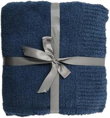 JOOJA Navy Blue Knit Throw Blanket Knitted Boucle Blankets Decorative Soft Fuzzy Throw Bed Blanket for Women Couch 50x60 Inches 50x60 Inches Navy Blue