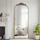 Filigree Floor Mirror 64"x21" Full Length Mirror Freestanding with Vintage Ornate Carved Applique Full Body Hanging Wall Mounted Mirror for Living Room Bedroom Retro Home Decor, Bronze