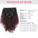 Afro Kinky Curly Clip in Hair Extensions Two Tone Omber Natural Black Fading to Cherry Wine 4B 4C Curly Clip in Hair Extensions 7 Pcs with 17 Clips 120 Grams 20 Inch (#1B/99J)