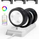 EZVALO Picture Lights for Wall, Rechargeable Battery Magnetic Poster Lights with 3 Color Temps & 12 RGB, Remote Dimmable Timer Light, Wall Decor Light for Art Display (6 Pack with Charging Station) (Black)