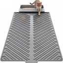 Cat Litter Box Mat, 34" x 22" Large Silicone Waterproof Litter Trapping Mat for Scatter Control, Non-Slip, Easy to Clean, Soft on Kitty Paws (Light Gray)