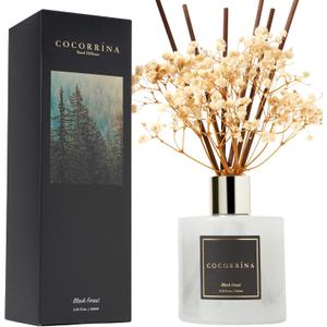 Cocorrna Reed Diffuser Sets, 6.7 oz. Black Forest Diffuser with Sticks Home Fragrance Reed Diffuser for Bathroom Shelf Decor (Flower/6.7 Ounce/1pack)
