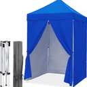 EAGLE PEAK 5x5 Instant Canopy with 4-Side Wall Panels, Small Pop up Portable Canopy Tent with Carry Bag, Light Weight Sun Shelter for Sports, Camping and Beach, Blue