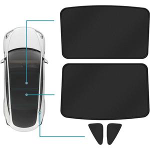 4PC Tesla Model 3 Roof Sunshades, 2 in 1 Ice Crystal Sunshades for Tesla Model 3 2021-2023 with Triangular Sun Shades UV/Sun Protection Heat Insulation