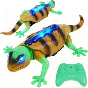 Qxbuhe 360 Rotating RC Wall Crawler Gecko, Rechargeable Remote Control Robot Kids Toys, Wall Climbing Funny Prank Toys Birthday Gifts for Boys & Girls Ages 3 + (Yellow)