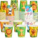 100 Pcs 9oz Paper Disposable Cups for Kids Animals Bathroom Cups Small Colorful for Party Picnic Barbecues Travel Events Hot Cold Drinks