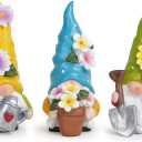Hodao Spring Decorations for Home - Colorful Garden Gnomes Figurines with Flowers & Tools  Spring Summer Indoor Decor for Table, Lawn, Window Sill  Gift for Garden Lovers