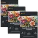 Rinrda Watercolor Pads 5.5x8.5in 3 Pack,90 Sheets of Water Color Paper 140 lb -300GSM Cold Press Acid-Free Paper for Painting & Drawing, Wet, Mixed Media