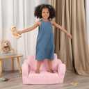Comfy Toddler Chair, 2-in-1 Toddler Couch Fold Out, Convertible Sherpa Sofa to Lounger for Boys & Girls, Pink