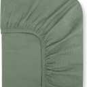 Nora's Nursery Muslin Crib Sheets - 100% Organic Cotton Crib Sheets - Fits Standard Crib and Toddler Bed Mattress Size - Breathable & Fitted Crib Sheet for Baby Girl & Boy - Sage Green