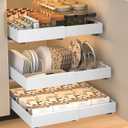 2 Pack Pull Out Cabinet Organizer, Expandable Sliding Drawers for Cabinets (12.6"-20.5"), with 6 Adjustable Partitions, Heavy Duty Slide Out Drawers for Kitchen Cabinets, Living Room, Pantry, White