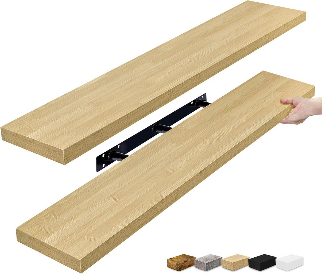 Sorbus Floating Shelves for Wall Storage (48 Inch, 2 Pack, Maple Wood)