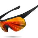 Sports Polarized Sunglasses for Men Women UV Protection Cycling Fishing Bike Running Sun Glasses Unbreakable (Matte Black Frame/Red Mirror Lens)