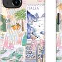 for iPhone 15 Plus Case Cute - Wireless Charging Compatible - Dual-Layer Hard Shell + Silicone Cover - Aesthetic Protective Phone Case for Women - Coquette Italian Summer Collage Coastal