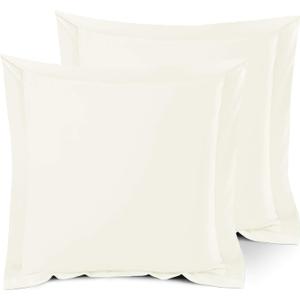 Nestl Soft Pillow Shams Set of 2 - Double Brushed Microfiber Pillow Covers - Hotel Style Premium Bed Pillow Cases, with 1.5 Decorative Flange, Euro 26"x26" - Off White
