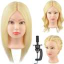16" 100% Blonde Real Human Hair Mannequin Head Training Practice Head with Clamp Holder for Hairstyle Design (613#)