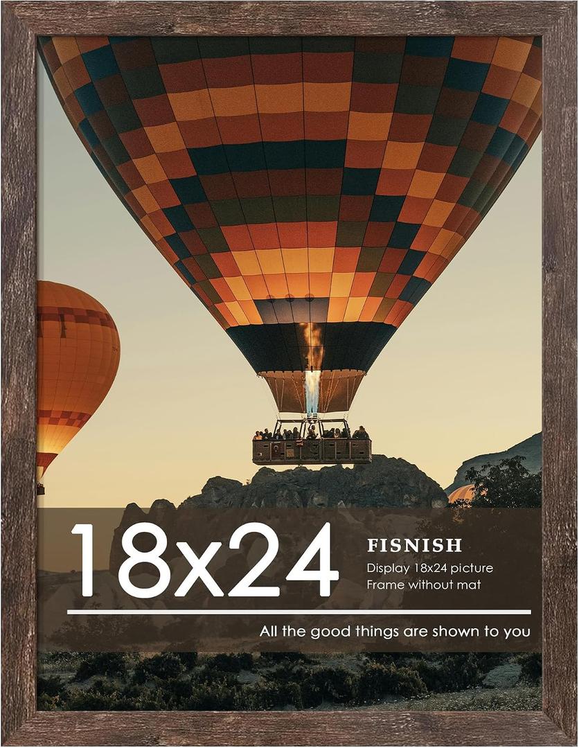18x24 Picture Frame, Rustic Brown Poster Frame, 1 Pack | for Horizontal or Vertical Wall Mounting, for Photos, Artwork; Fits Home, Office & Gallery Wall Decor