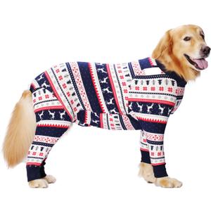 Dog Recovery Suit After Surgery Female Male, Medium Large Dog Neuter Shirt Cone Alternatives Prevent Licking Surgical Onesies (Christmas Blue, 5XL)