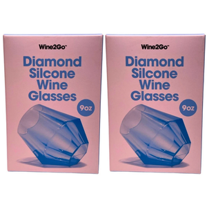 Wine2Go Diamond Silicone Wine Glasses 9oz 2 Pack