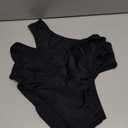 Kepblom Women's High Waisted Bikini Bottom - High Cut Cheeky Rave Bottoms for Beach, Swimming Pool,Rave Festivals (Black, Small)