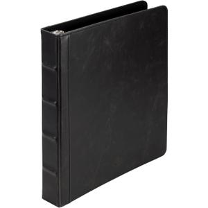 Samsill Vintage Leather Binder, 1 Inch Round Ring (Holds 200 Sheets), Letter Size 8.5x11 Documents, Professional Organizer Portfolio, No Zipper, Black