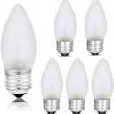 40 Watt Incandescent Light Bulbs, Medium E26 Candelabra Base Equivalent Incandescent Torpedo Tip Chandelier with Crystal，Frosted Flame Tip Chandelier Light Bulb.