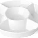 Sweese Chip & Dip Serving Set, Porcelain Divided Serving Platter, Relish Tray, Perfect for Chips and Dip, Veggies, Candy and Snacks, White
