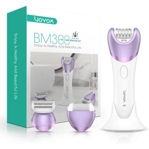 VOYOR Epilator for Women, 3 in 1 Epilator Hair Removal for Women, Epilators Hair Remover for Leg Arm with 30 Tweezers, Rechargeable & Cordless Electric Lady Shaver & Trimmer BM300 (Purple)