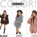ASHER FASHION Little Big Girls Winter Outfit Hooded Fur Jacket Warm Cotton Fleece Thick Coat Outwear (6-7 Years, Gray)