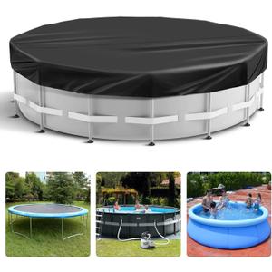 15 Ft Round Pool Cover Solar Cover for Above Ground Pool with Pool Covers Accessories Swimming Round Solar Pool Covers for Above Ground Pools Heavy-Duty Waterproof Dustproof(Black)