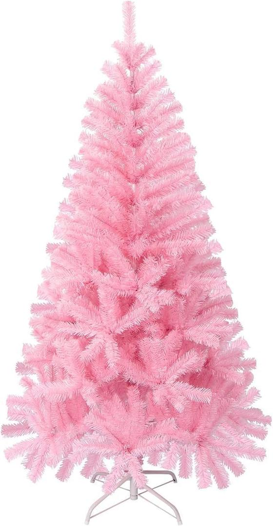Pink Christmas Tree, 4FT Christmas Tree with Metal Stand, Artificial Pink Tree with 300 Branch Tips, Easy Assembly, for Indoor Outdoor Holiday Decoration