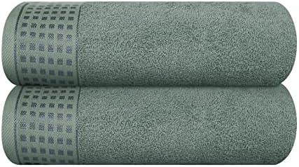 GLAMBURG 100% Cotton 2 Pack Oversized Bath Towel Set 28x55 Inches, Ultra Soft Highly Absorbant Compact Quickdry & Lightweight Large Bath Towels, Ideal for Gym Travel Camp Pool - Jade