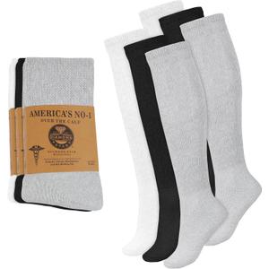 Pairs Diabetic Socks Over The Calf - Knee High Premium Cotton Socks Men's Size 10-13 Big & Tall Size 13-16