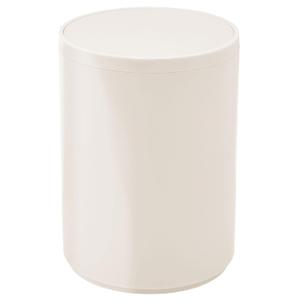 mDesign Plastic Small Slim Round 1.7 Gallon/6.5 Liter Trash Can with Removable Swing Lid - Wastebasket, Garbage Container Basket Bin for Master/Guest Bathroom - Holds Rubbish/Recycle - Cream/Beige