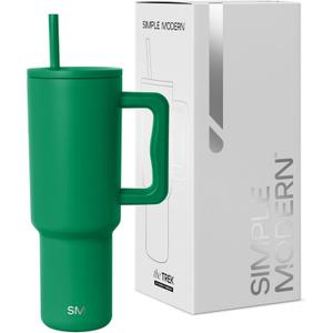Simple Modern 40 oz Trek Tumbler with Handle and Straw Lid | Cup Holder Friendly Insulated Stainless Steel Travel Mug | Kelly Green