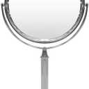 Indecor Home H Halston Stainless Steel Makeup Vanity Mirror 1X, 3X Magnification Round 360 Swivel Mirror for Desk, Bedroom, Bathroom Chrome