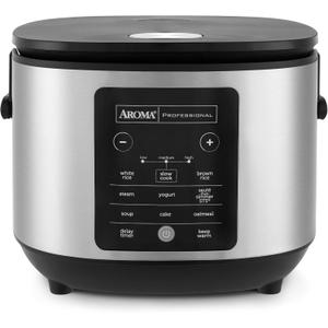 AROMA 6-Cup (Uncooked)/ 12-Cup (Cooked) Slow Cook Rice Cooker and Brown Rice Cooker with Lift-Out Pot Handles and Silicone Storage Lid, PFAS-Free Ceramic Coating