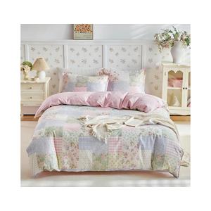 Joyreap 3pcs Twin Size Cotton Duvet Cover Set for Girls, Colorful Flowers Grids Patchwork Design, 1 Duvet Cover 68x90 Inches (Comforter Not Included) and 2 Pillow Shams