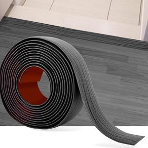 10Ft Floor Transition Strip Self Adhesive Vinyl Cover Floor Strip Flat Divider Transition Strip Wood Grain Design for Laminate Floor Gaps and Doorway Transitions (10Ft x 2 Inch, Gray)