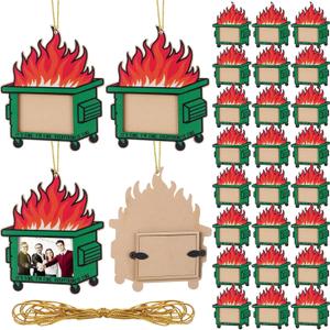 3 x Wesiti 20 Pcs 2026 EMS Week Funny Dumpster Fire Response Team Ornament Bulk Fine Wooden Photo Picture Frame Holder Craft Inspirational Emotional Support Gift for Tree Coworkers Teacher Nurse Employee