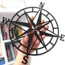 11 Inches Metal Decorative Nautical Compass Wall Decor, Living Room Bedroom Office Porch Garden Patio Signs Wall Hanging Art Beach Theme Home Decoration (Black)