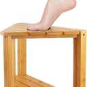 Shower Foot Rest 13 in, Bamboo Shower Stool for Shaving Legs,Corner Bath Shower Bench with Starage Shelf for Inside Small Shower Spaces - Water Resistant