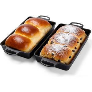 Cast Iron Detroit Style Pizza Pan, 9x13 Inch Pre-Seasoned 4.8 Quart Large Capacity Deep Non Stick Baking Dish for Casserole, Focaccia, Lasagna Baking Dish for Oven & Grill, 2 Pack