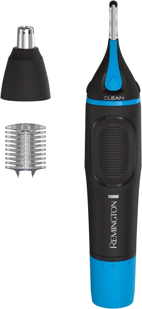 Remington Nose, Ear & Eyebrow Trimmer Dual Edge Precision Blades, CLEANBoost Easy-Clean System, Waterproof Wet/Dry Groomer, Rotary + Detail Heads, Eyebrow Comb Included