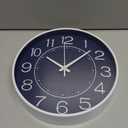 HZDHCLH 12inch Wall Clocks Battery Operated,Quartz Movement,Silent Non Ticking Modern Wall Clock for Living Room Bedroom Kitchen Office School Classroom Decor Navy Blue