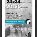 Americanflat 24x34 Poster Frame with Polished Plexiglass - Use as 20x30 Frame with Mat or Display 24x34 Photo Without Mat - Hudson Collection - Wide Picture Frames for Wall Display - Black